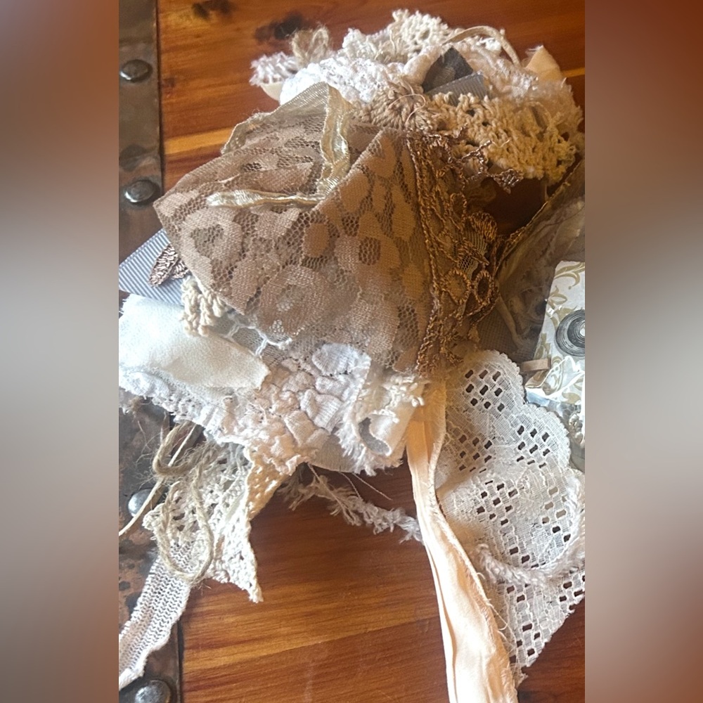 Bundle of mixed textiles for Junk Journal Etc.